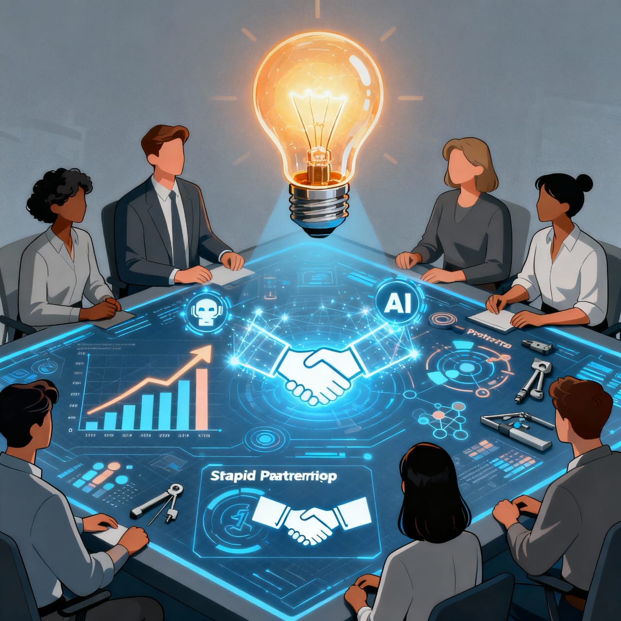 Illustration of gears and a hand